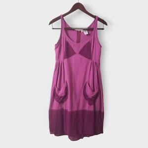 Prairie Underground Artsy Purple Panel Dress Size S USA Lagenlook Organic Cotton